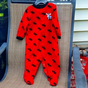 Babies 9m Carter's 9 month Red With Moose Onesie Button up Sleeper